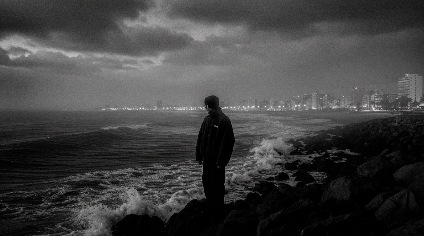Mar del Plata coastline at night